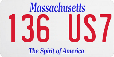 MA license plate 136US7