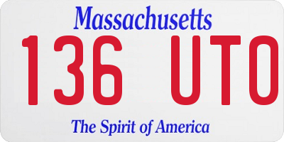 MA license plate 136UT0
