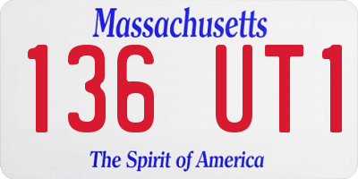 MA license plate 136UT1