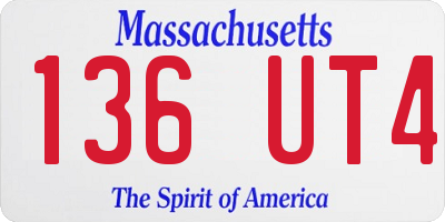 MA license plate 136UT4