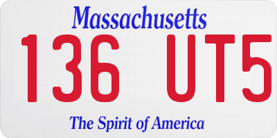 MA license plate 136UT5