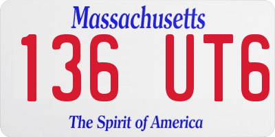 MA license plate 136UT6