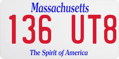 MA license plate 136UT8