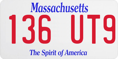 MA license plate 136UT9