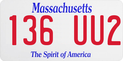 MA license plate 136UU2