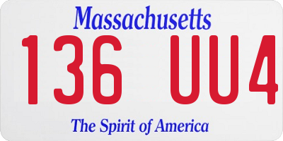 MA license plate 136UU4