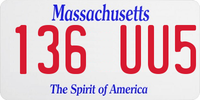 MA license plate 136UU5
