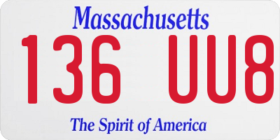 MA license plate 136UU8