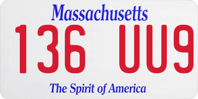 MA license plate 136UU9