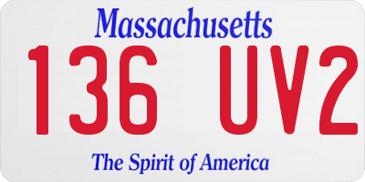 MA license plate 136UV2