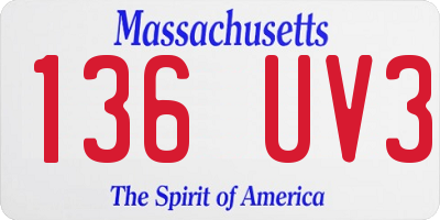 MA license plate 136UV3