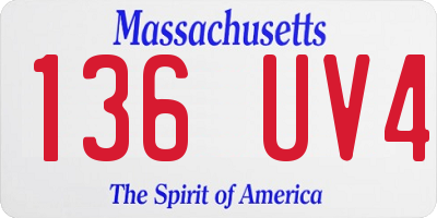 MA license plate 136UV4