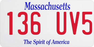 MA license plate 136UV5
