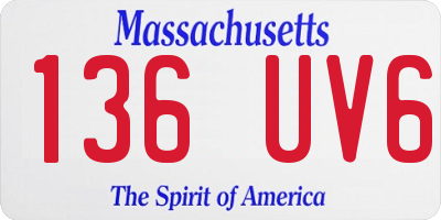 MA license plate 136UV6