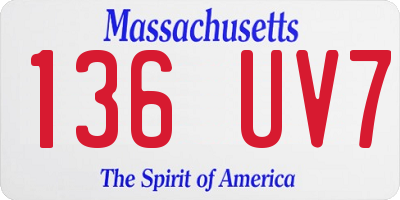 MA license plate 136UV7