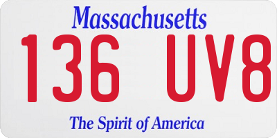 MA license plate 136UV8