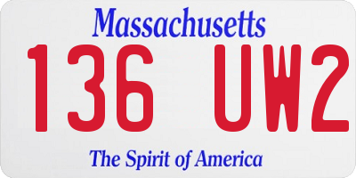 MA license plate 136UW2