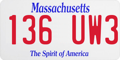 MA license plate 136UW3