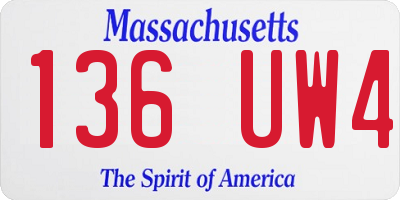 MA license plate 136UW4