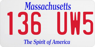 MA license plate 136UW5