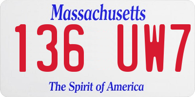 MA license plate 136UW7