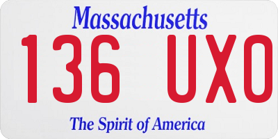 MA license plate 136UX0