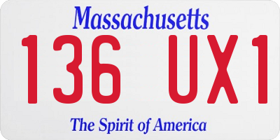 MA license plate 136UX1
