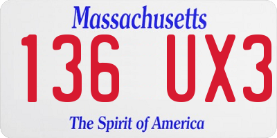 MA license plate 136UX3