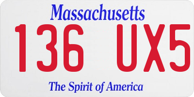 MA license plate 136UX5