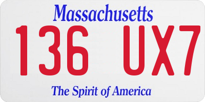 MA license plate 136UX7
