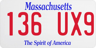 MA license plate 136UX9