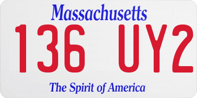 MA license plate 136UY2