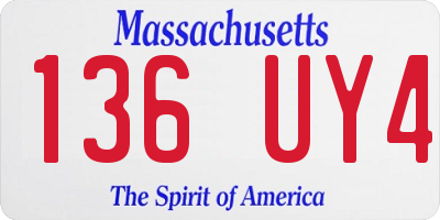 MA license plate 136UY4