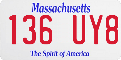 MA license plate 136UY8