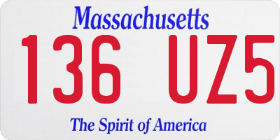 MA license plate 136UZ5