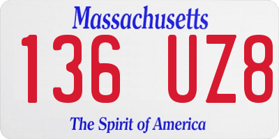 MA license plate 136UZ8