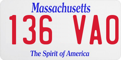 MA license plate 136VA0