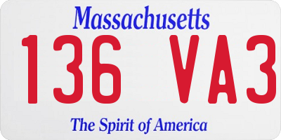 MA license plate 136VA3