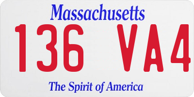 MA license plate 136VA4