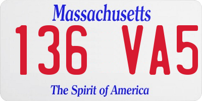 MA license plate 136VA5