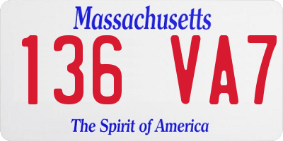 MA license plate 136VA7