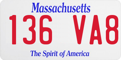 MA license plate 136VA8