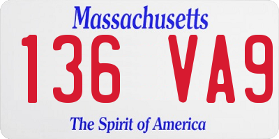 MA license plate 136VA9