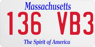 MA license plate 136VB3