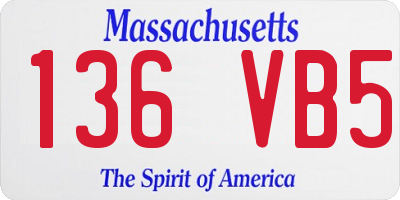 MA license plate 136VB5