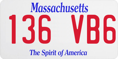 MA license plate 136VB6