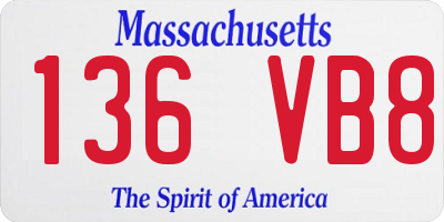 MA license plate 136VB8