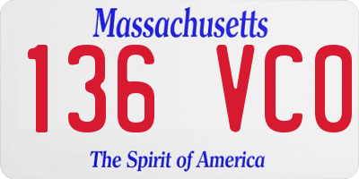 MA license plate 136VC0
