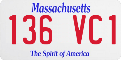 MA license plate 136VC1