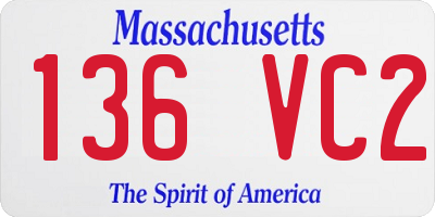 MA license plate 136VC2